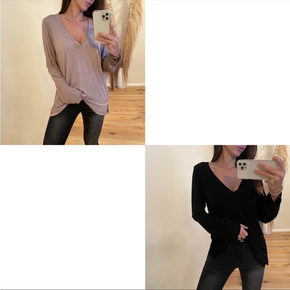 Simple V Neck LS - Romance Taupe - Picture 6 of 8